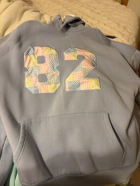 Edikted Pastel Patchwork '82 Light Blue Hoodie
